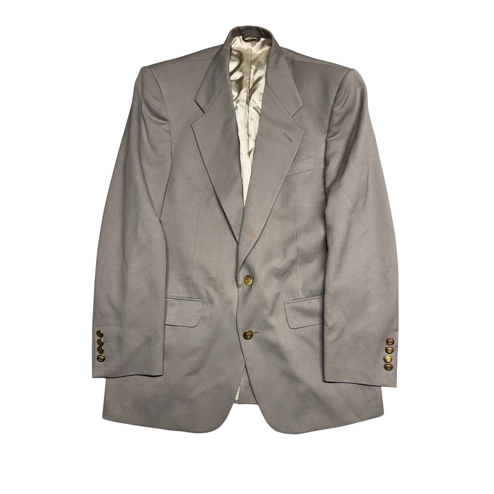 Christian Dior Monsieur Vintage Blazer 38R Taupe Gold Crest Buttons Union Made